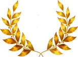 A gold laurel wreath with leaves  Description automatically generated